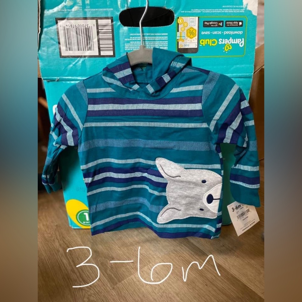 Blue striped baby hoodie/sweater/hooded top